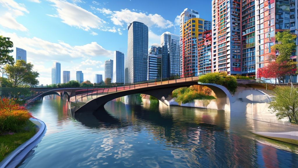 Modern - Brdige And Building In A Modern Setting