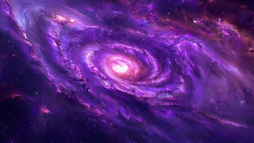 Space - Beautiful Spiral Galaxy With Purple Nebula