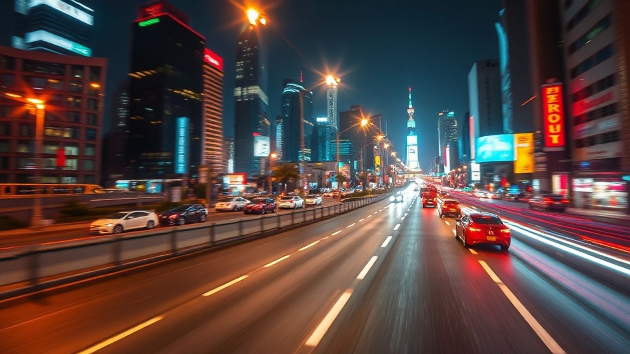 Vintage Outrun Drive City by Night