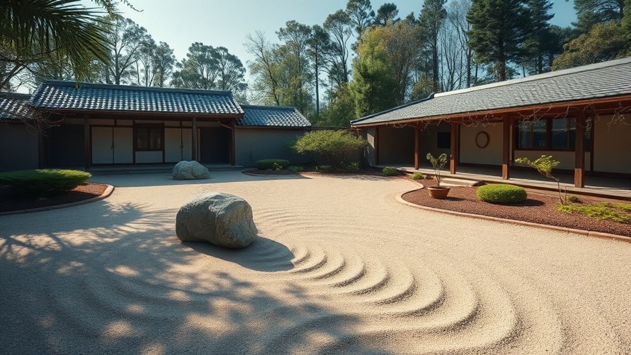 Quiet Zen Garden Raked Serenity