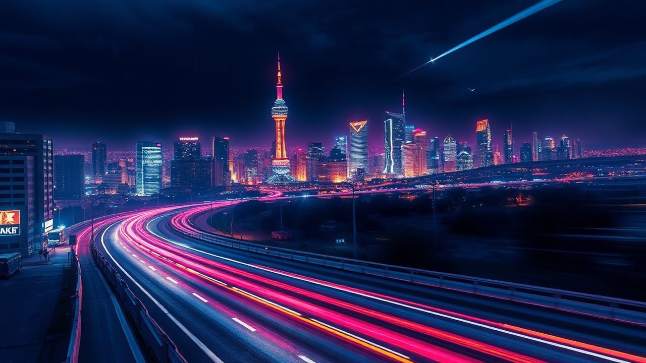 Vintage Outrun Drive City by Night