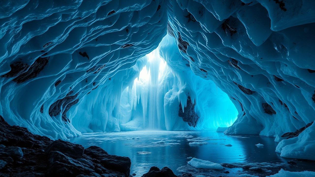 Tranquil Ice Cave Interior Crystal