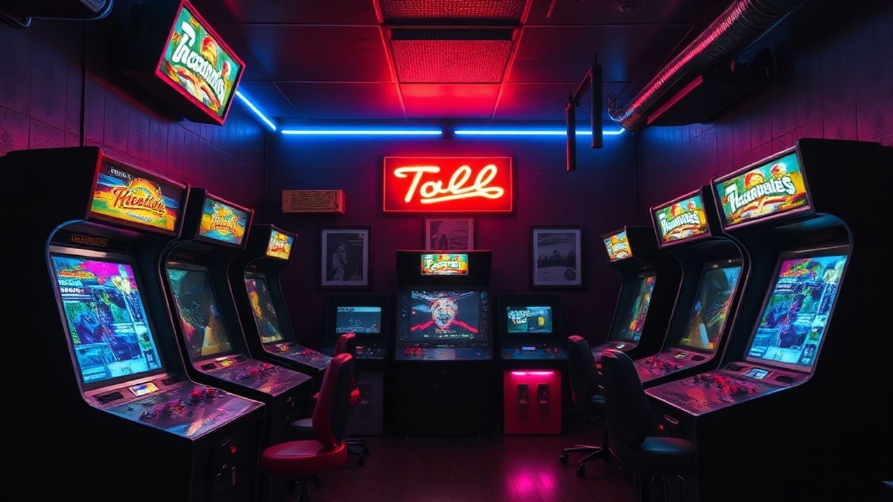 Classic Arcade Cabinet Glow Neon Dreams