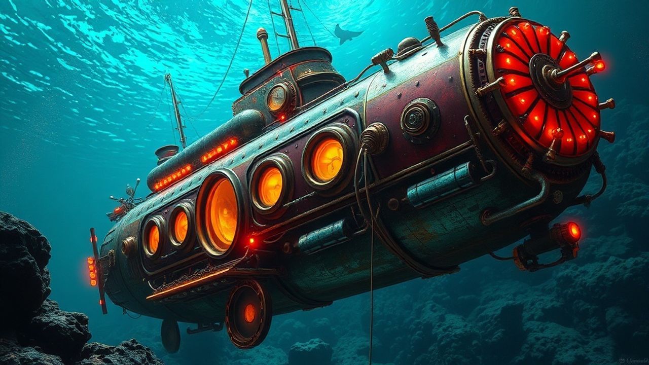 Mechanical Nautilus Submarine Brass Depths