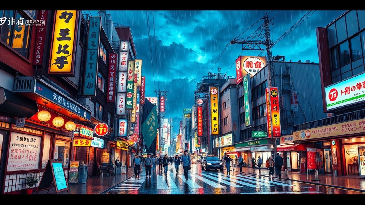 Whimsical Tokyo Street Signs in the Rain