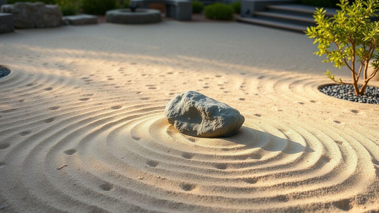 Quiet Zen Garden Raked Serenity