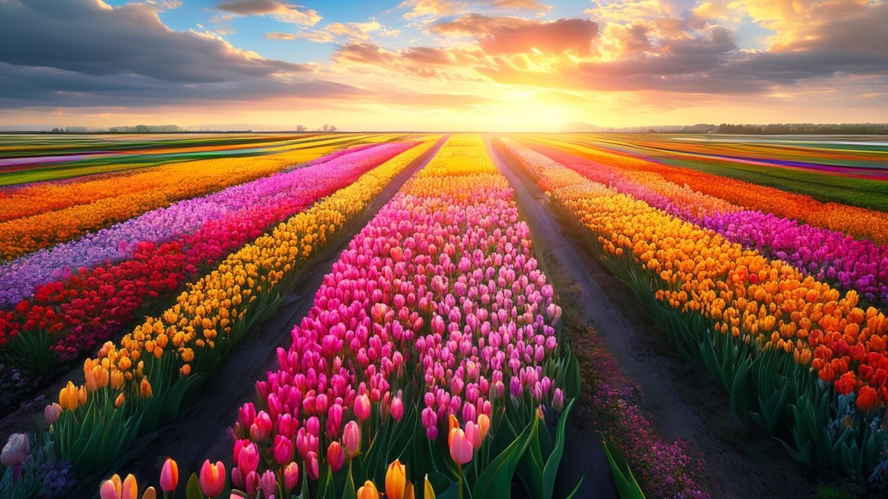 Stunning Tulip Fields Netherlands from Above