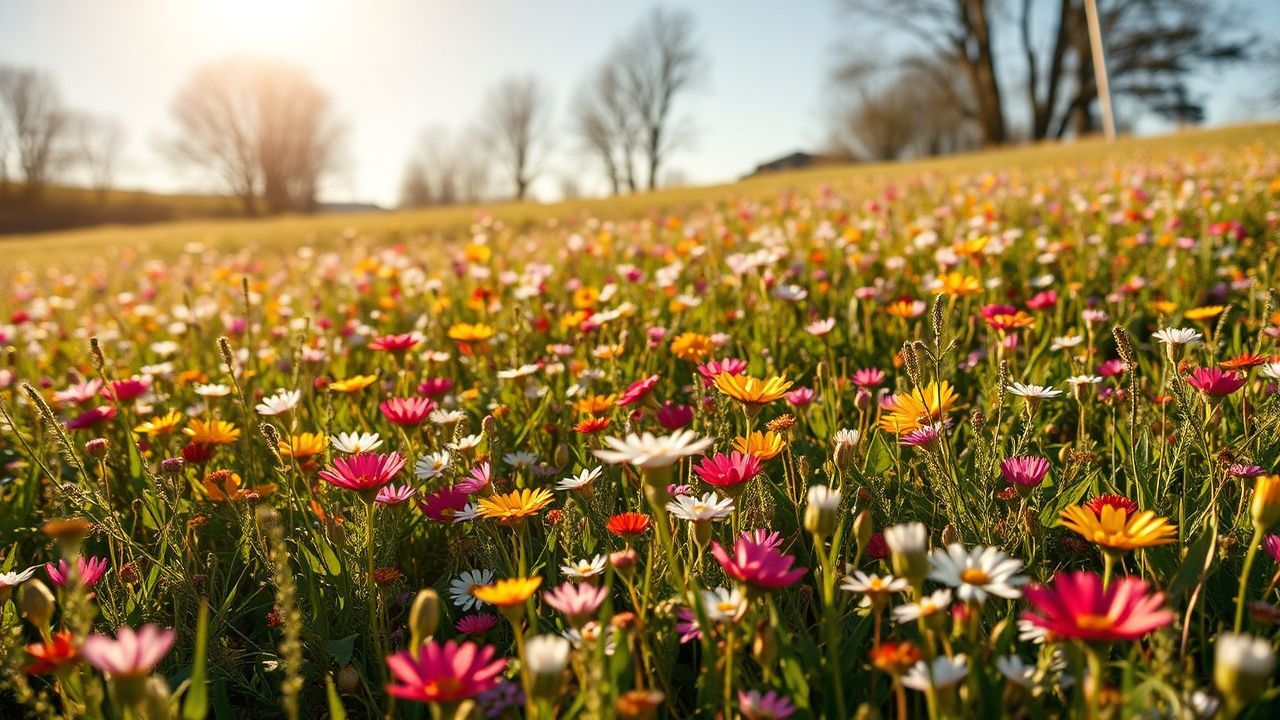Tranquil Meadow Wildflowers Carpet in Spring