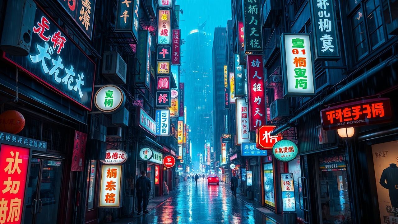 Synthetic Hong Kong Alley Neon Dreams