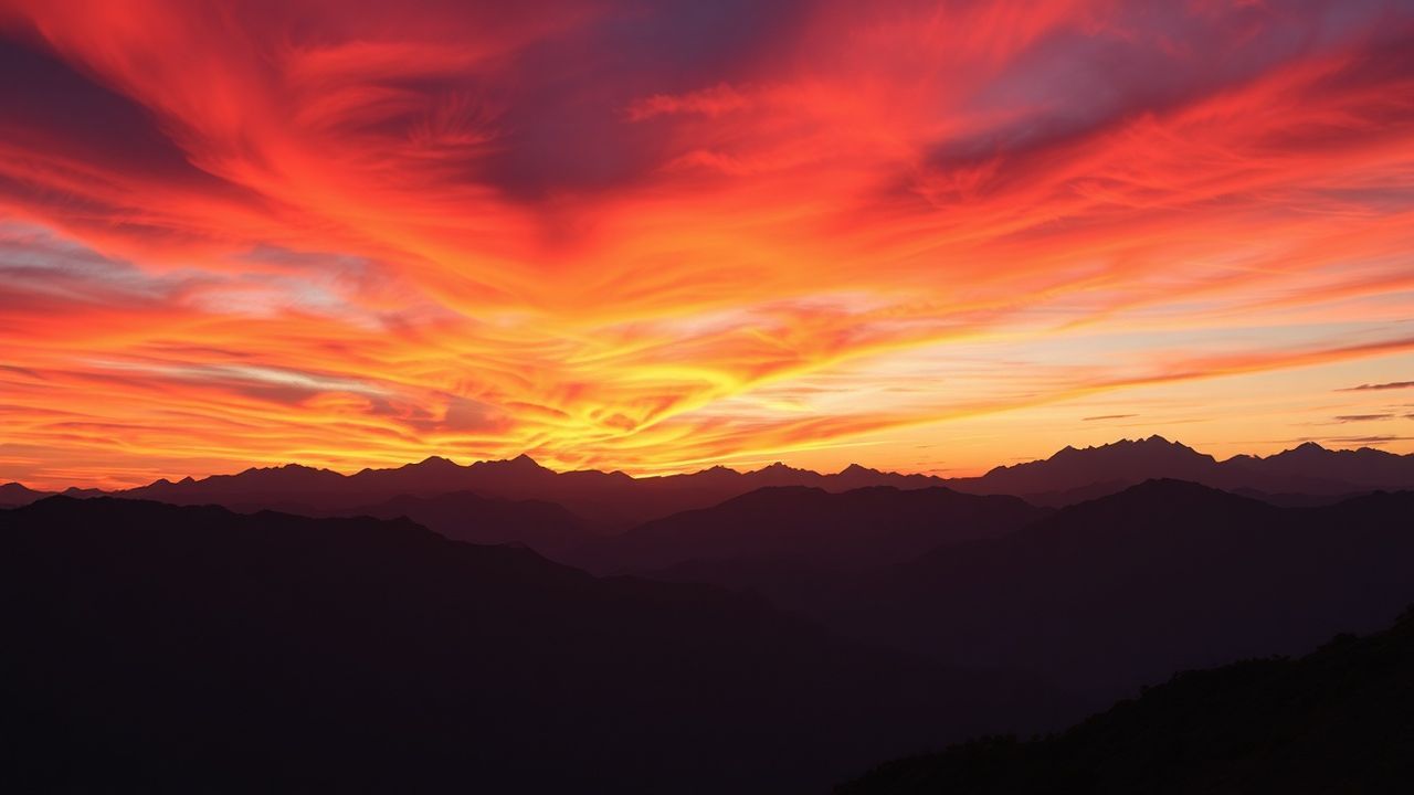 Wild Fire Sky Orange at Sunset
