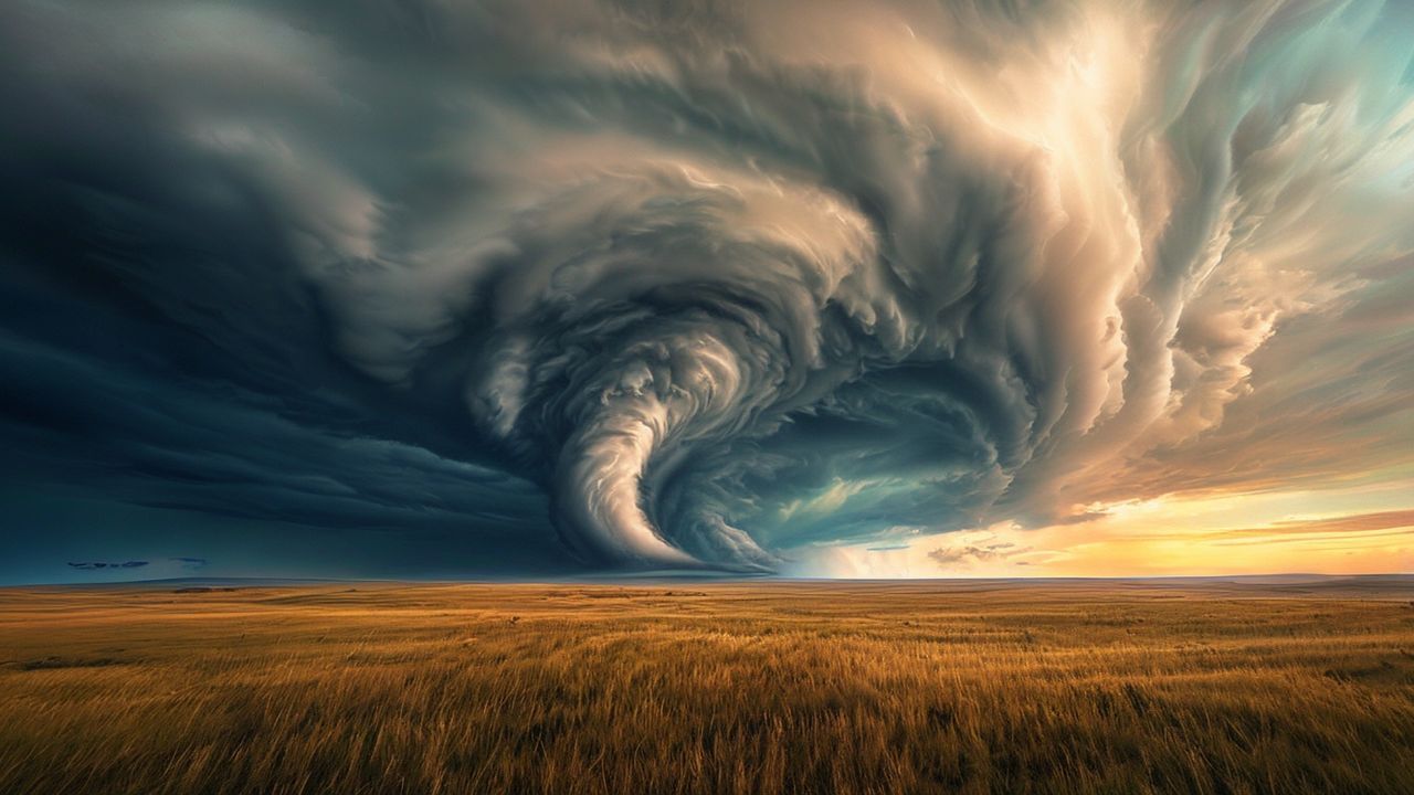 Serene Supercell Thunderstorm Rotating