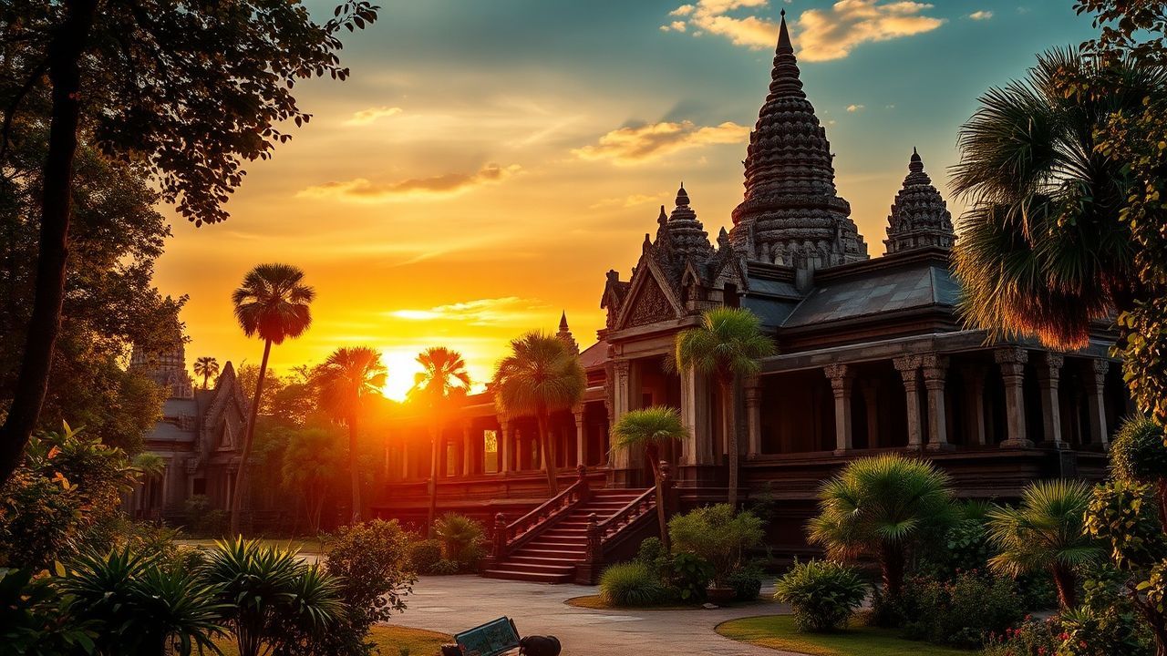 Sacred Angkor Wat Wat Temple at Sunrise