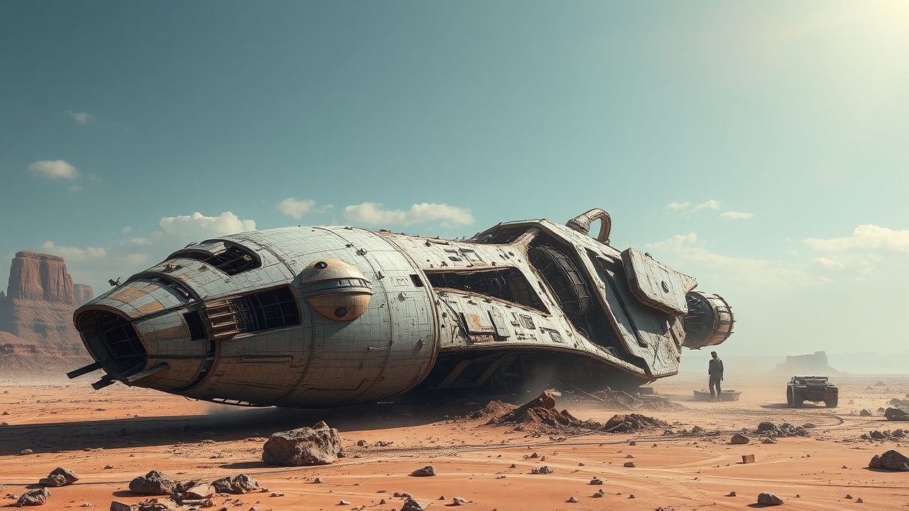 Titanium Crashed Alien Ship Ruins