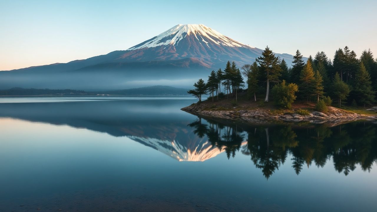 Ancient Mt. Fuji Mount Lakes Reflections