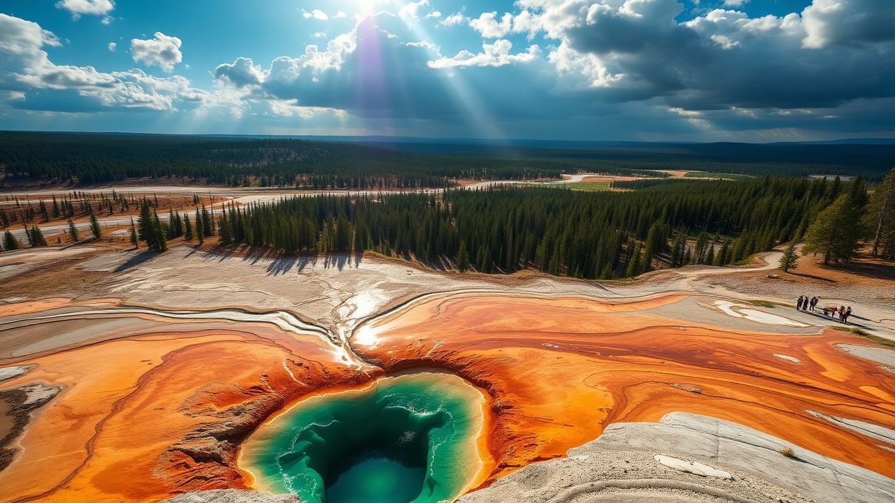 Serene Yellowstone Grand Prismatic in Spring