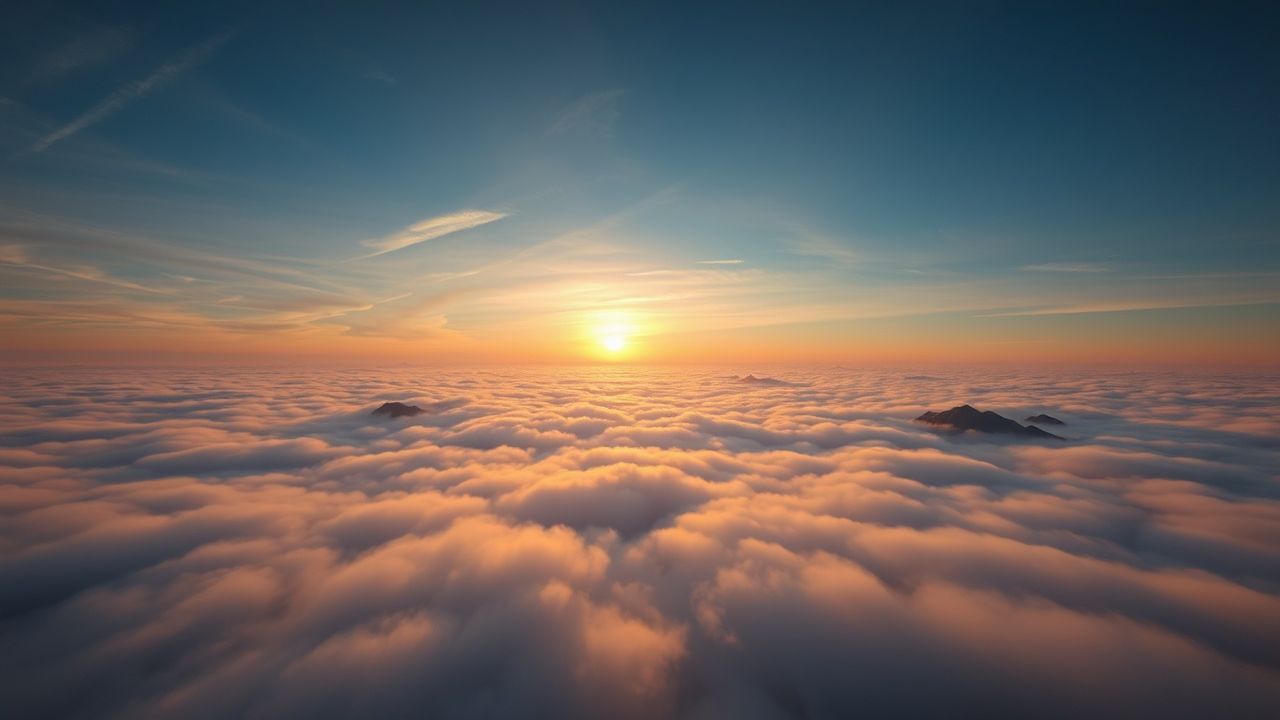 Lush Sea Clouds Peaks in the Mist