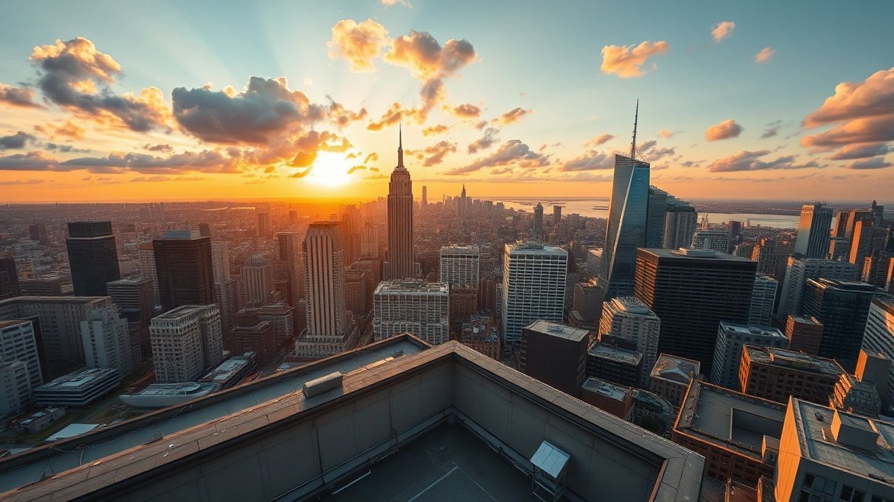 Electric Rooftop Skyline Clouds Panorama
