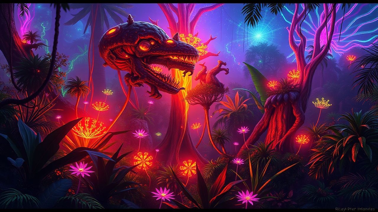 Futuristic Alien Jungle Bioluminescent