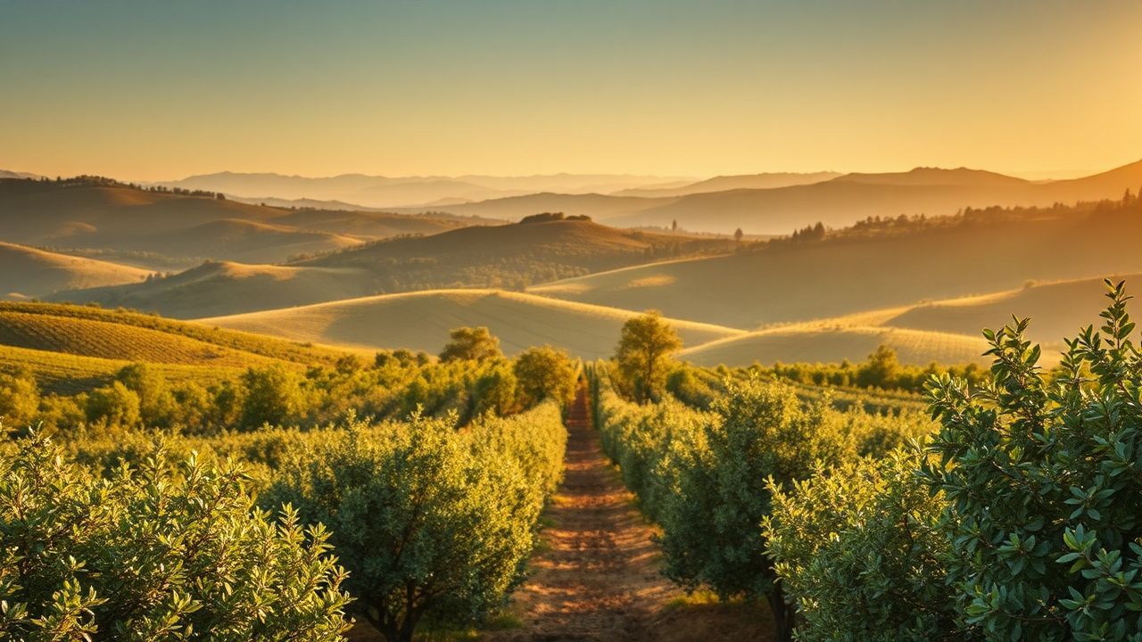 Golden Tuscany Olive Grove in Golden Light