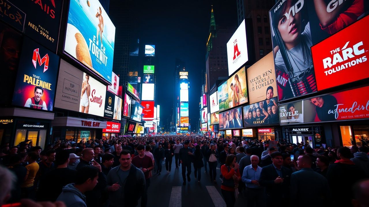 Vibrant Times Square Billboards by Night