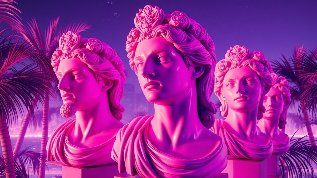 Neon Vaporwave Roman Busts