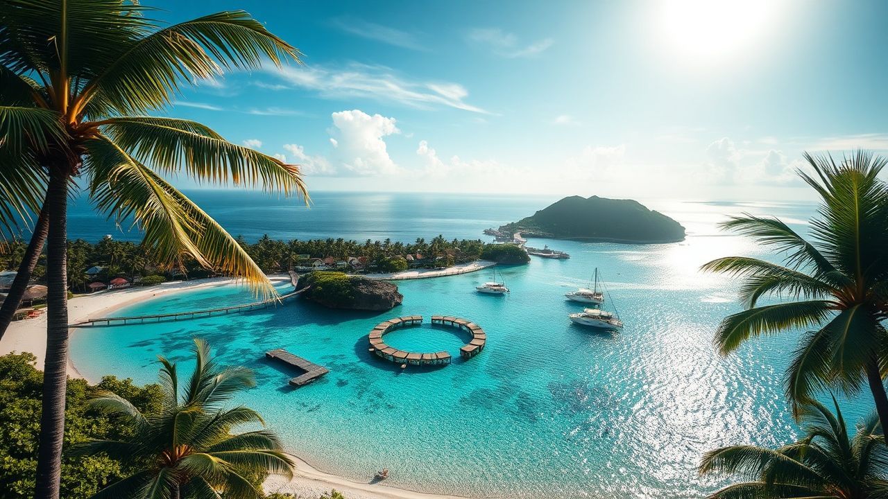 Enchanting Tropical Island Beach from Above