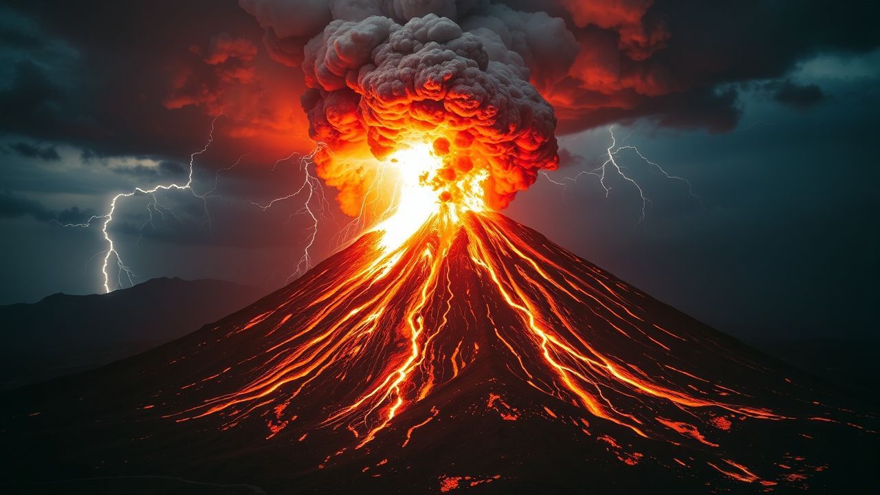 Ethereal Volcanic Lightning Eruption