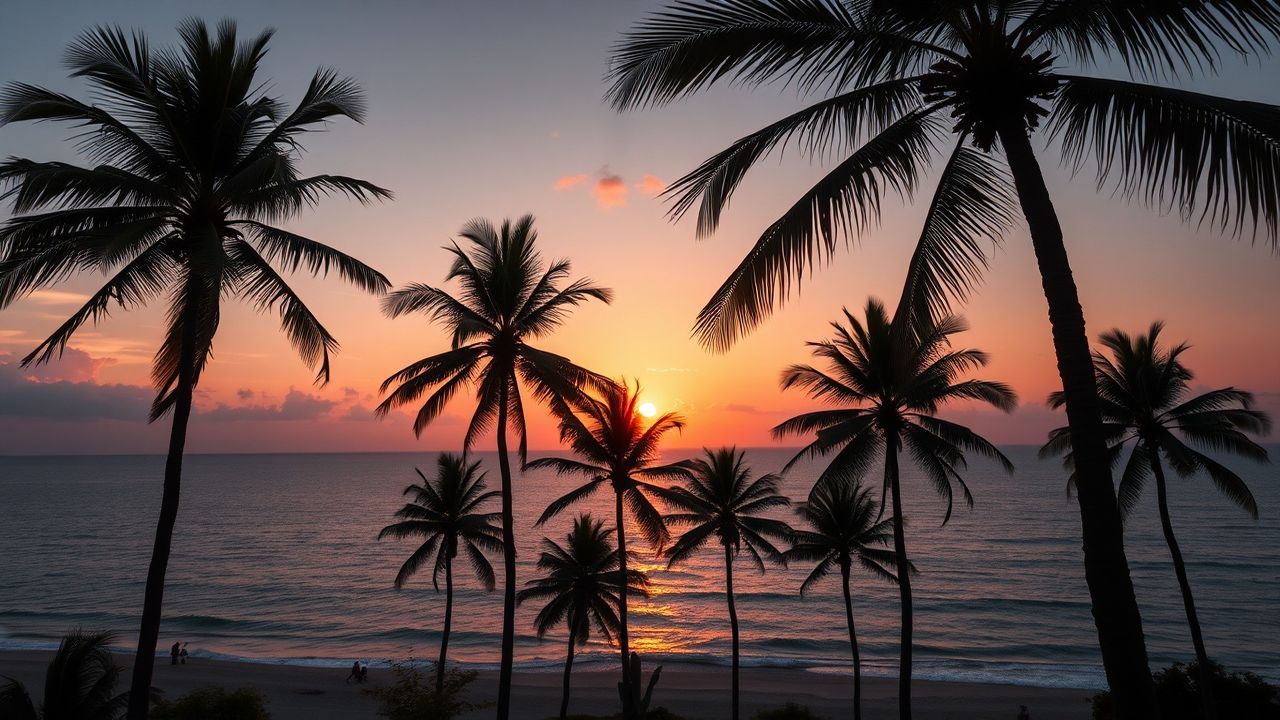Pristine Palm Silhouettes Orange at Sunset