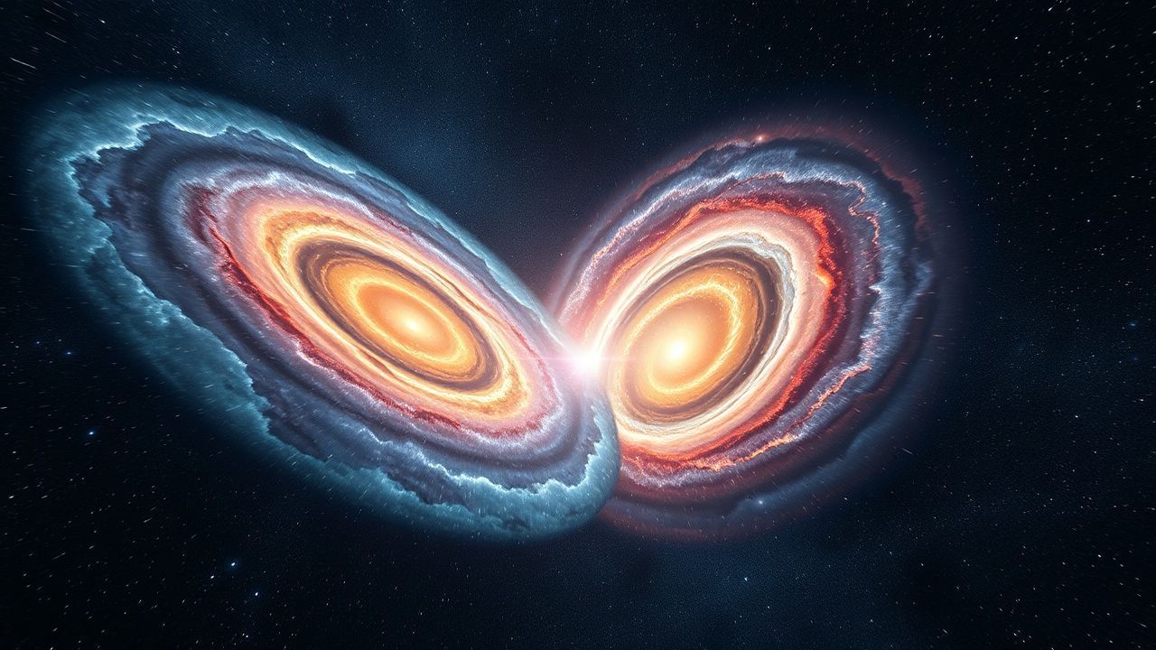 Cosmic Two Galaxies Colliding