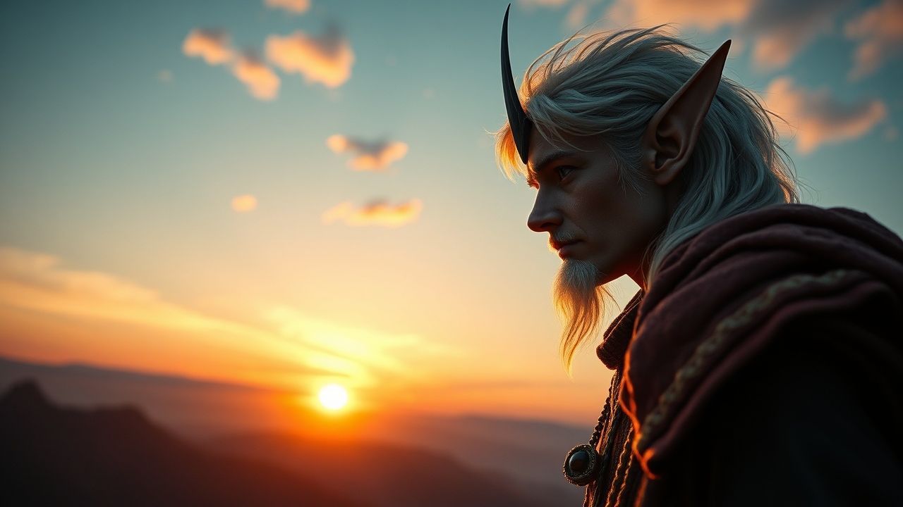 Celestial Elf Looking at Sunrise
