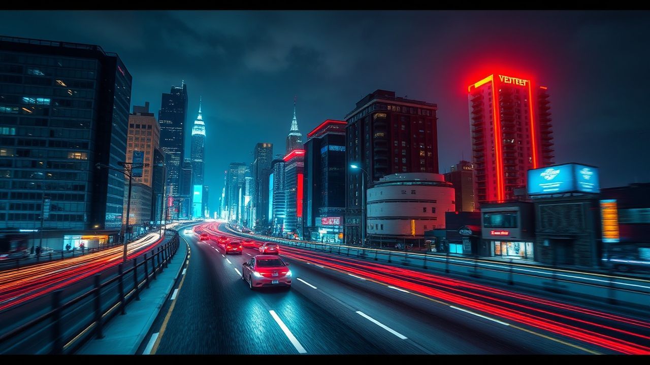 Classic Outrun Drive City by Night