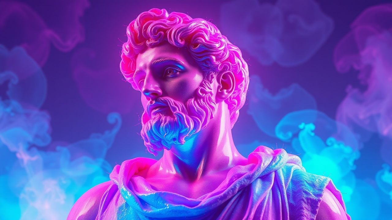 Neon Greek Statue Glitch
