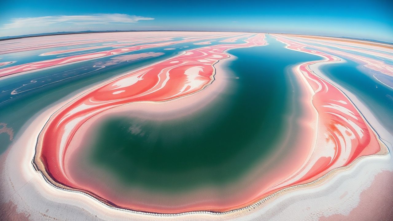 Enchanting Salt Ponds Pink from Above