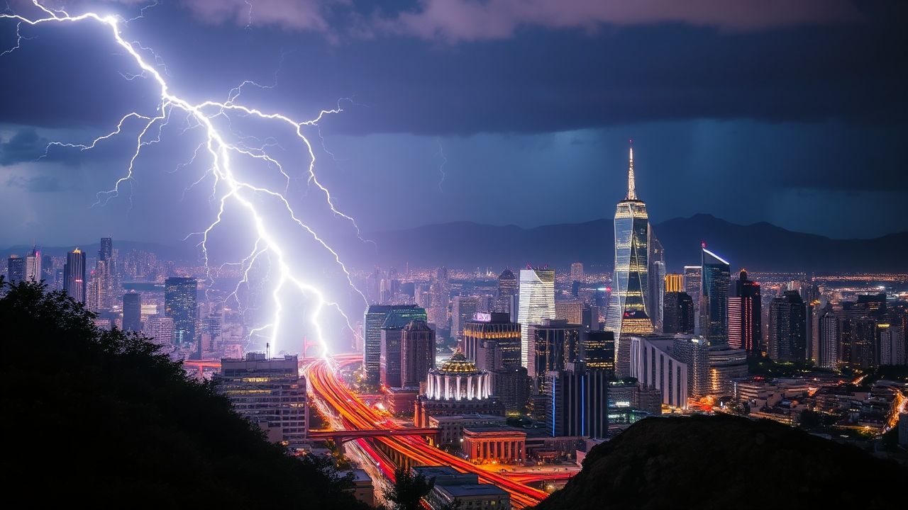 Lush Lightning Bolt City by Night