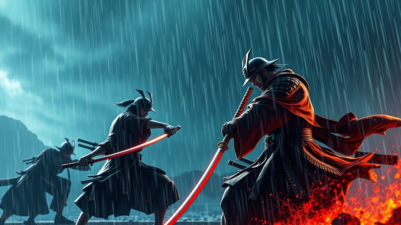 Gothic Samurai Duel Dark in the Rain