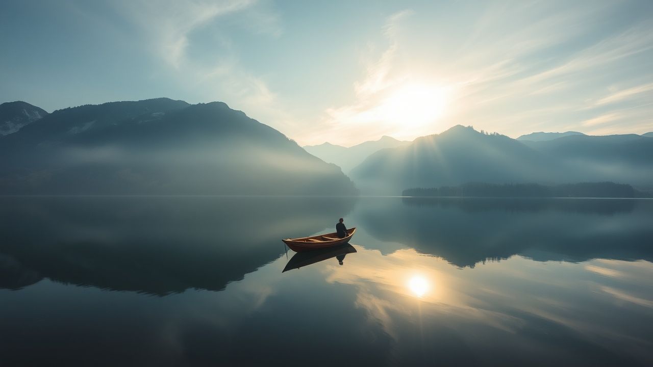 Silent Single Boat Calm Reflections