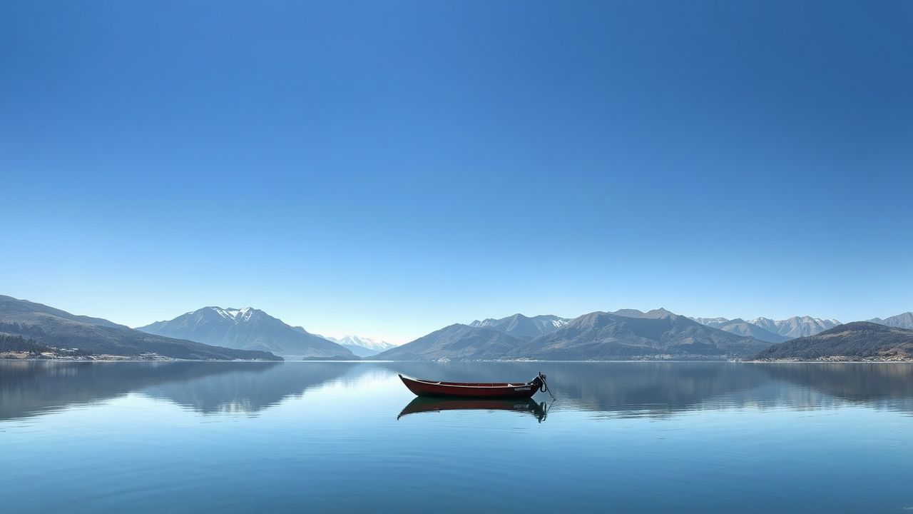 Serene Single Boat Calm Reflections