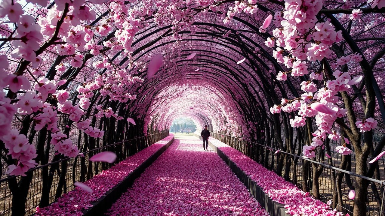 Verdant Japan Cherry Blossom in Spring