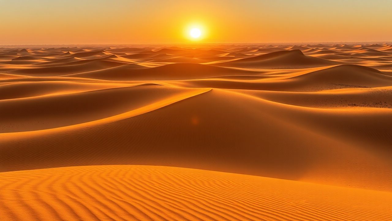 Golden Sahara Dunes Ripples in Golden Light