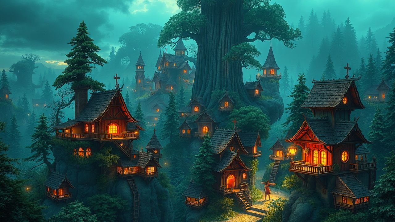 Ancient Elven City Treehouses Magic