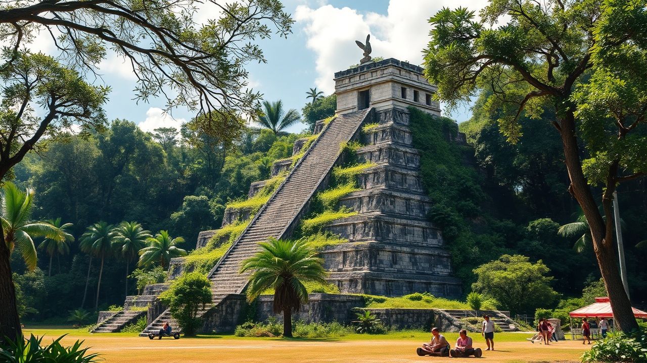 Crumbling Mayan Pyramid Jungle Ruins