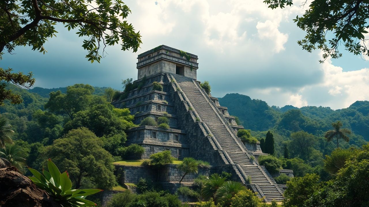 Overgrown Mayan Pyramid Jungle Ruins