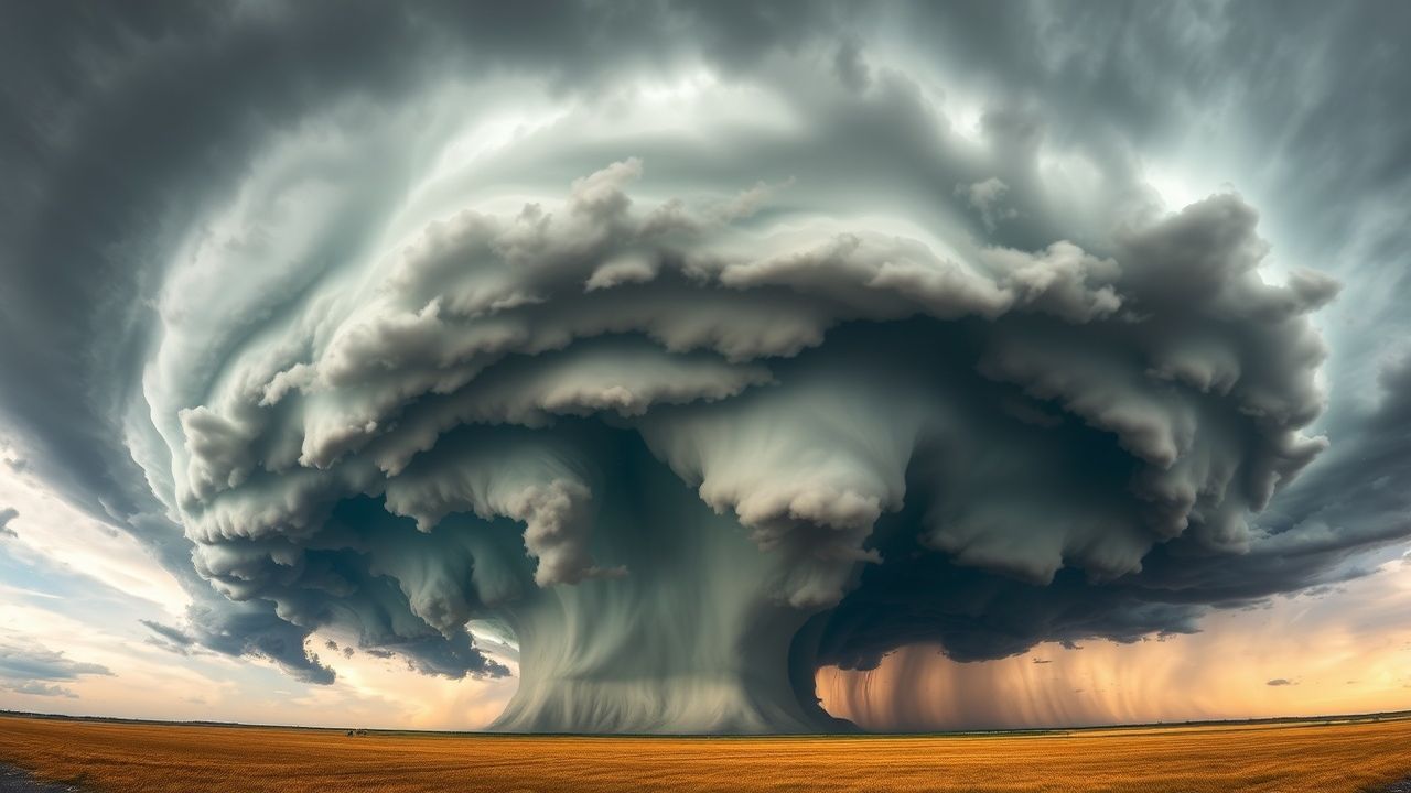 Dramatic Supercell Thunderstorm Rotating