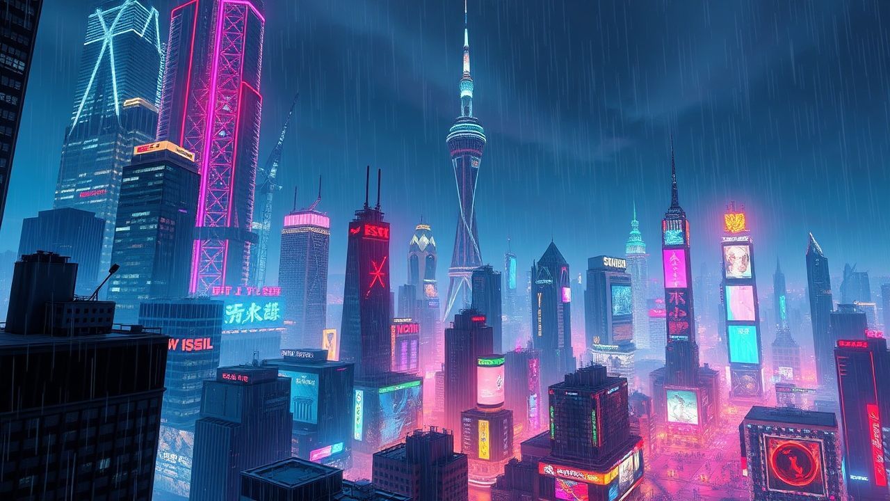Digital Cyberpunk Megacity Endless Neon Dreams