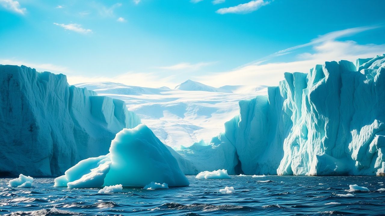 Verdant Glacier Calving Ice Drama
