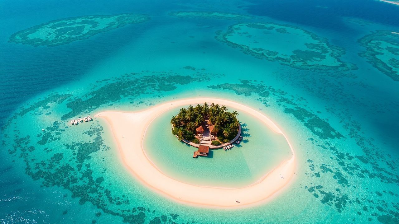 Enchanting Tropical Island Beach from Above