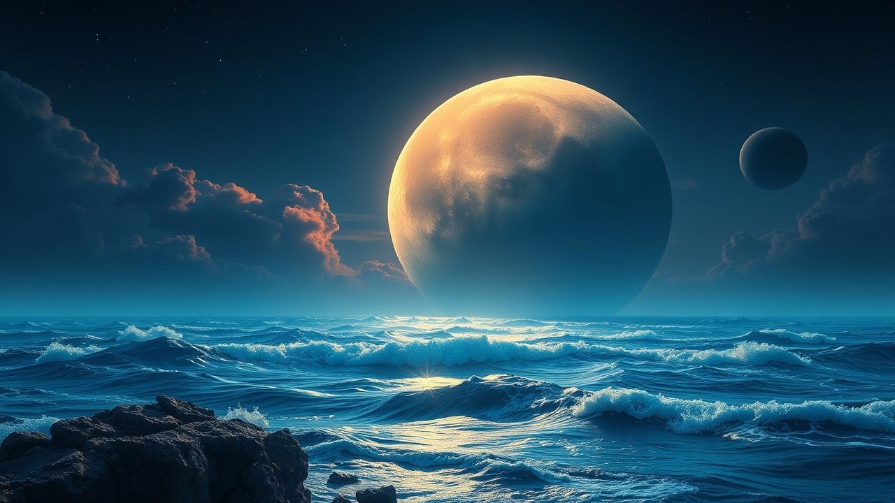 Paradoxical Giant Moon Touching by Night