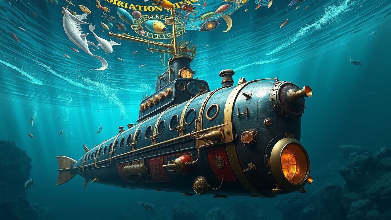 Riveted Nautilus Submarine Brass Depths