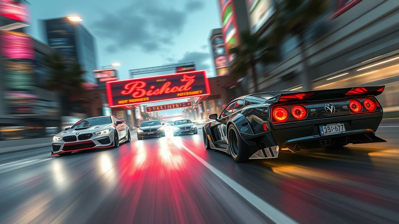 Digital Street Race Modified Neon Dreams