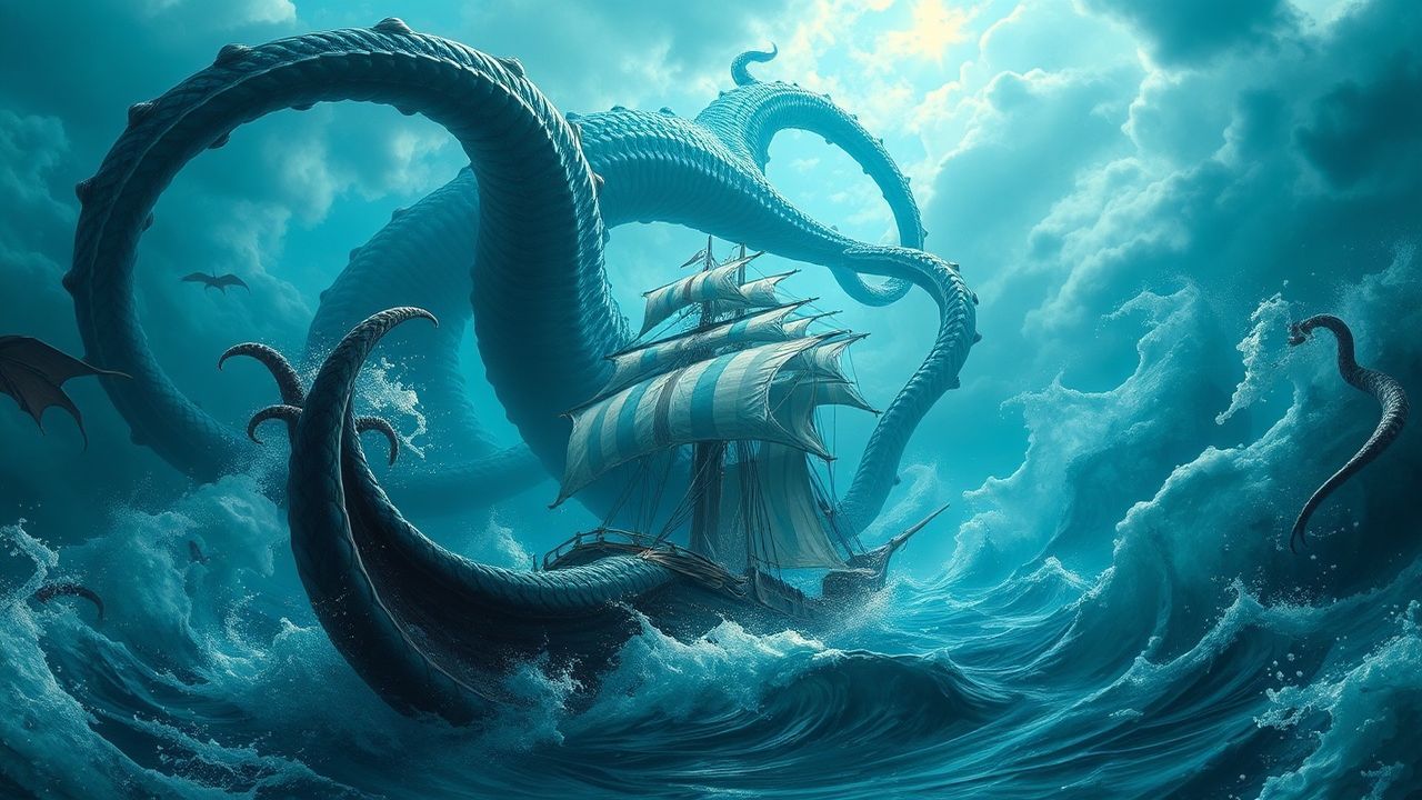 Fabled Kraken Attacking Ship Storm